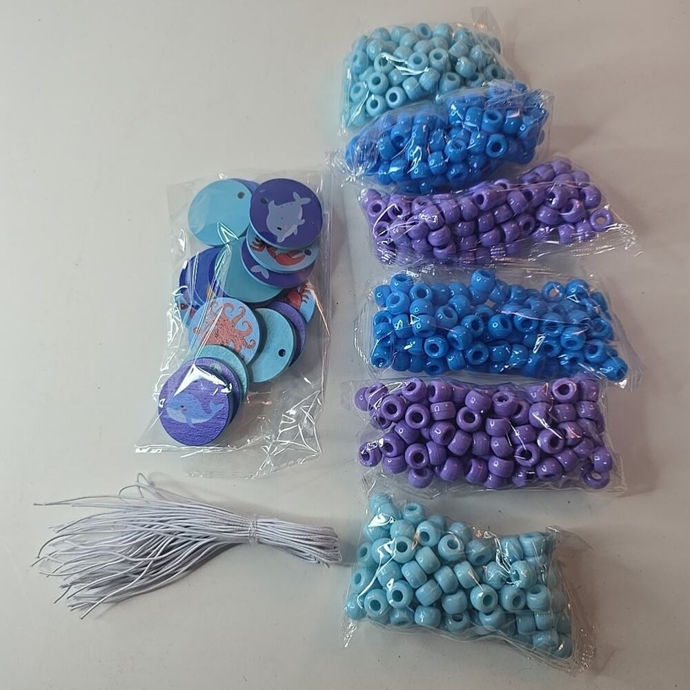 DIY Jewelry Making Kit for Girls Kids Beads Bracelet Set Ocean Theme Purple Blue